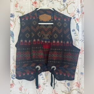 Southwestern Pattern Tassel-Front Woolrich Vest